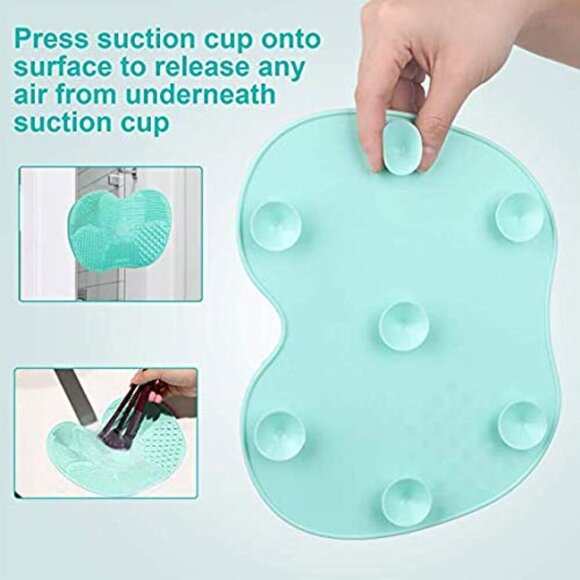 SILICONE GEL MAKEUP BRUSH CLEANING MAT WITH SUCTION CUP 2 PCS - Picture 4 of 12